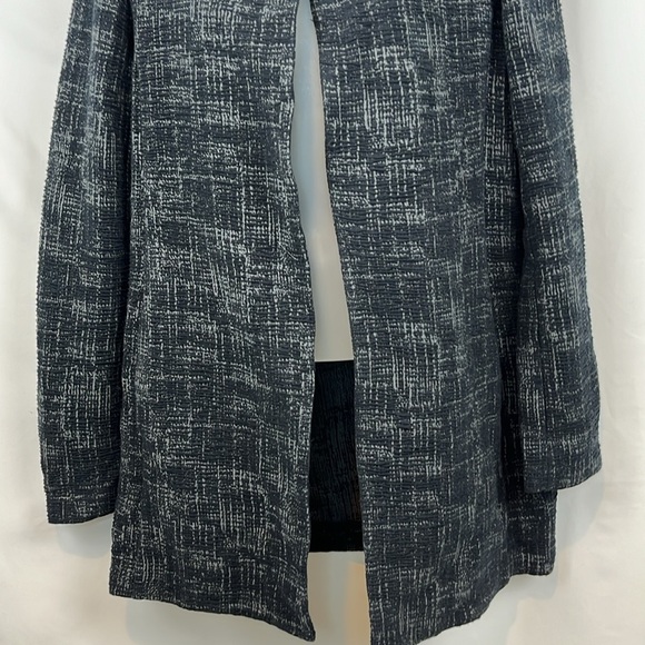 Eileen Fisher Crosshatch Open Front Black Gray Blazer Coat-Organic Cotton Size M - Picture 7 of 10